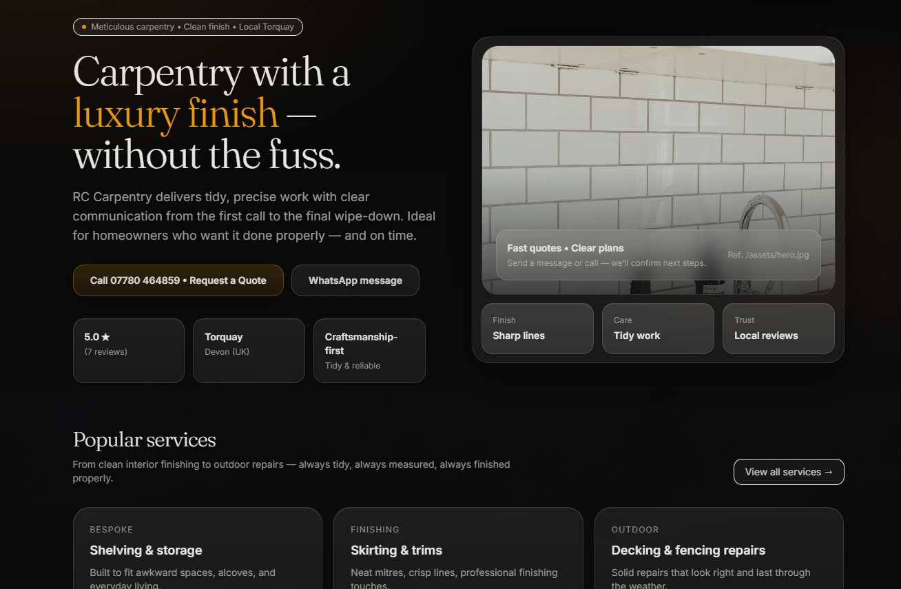 Example SimplyBuilt carpentry website